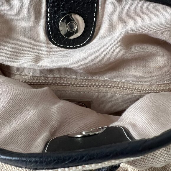 Talbots Hobo Shoulder Bag, Linen and Cotton with Leather Trim, EUC! - Picture 7 of 15